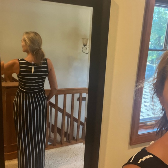 Chic Black and White Striped Maxi Dress - Picture 4 of 5